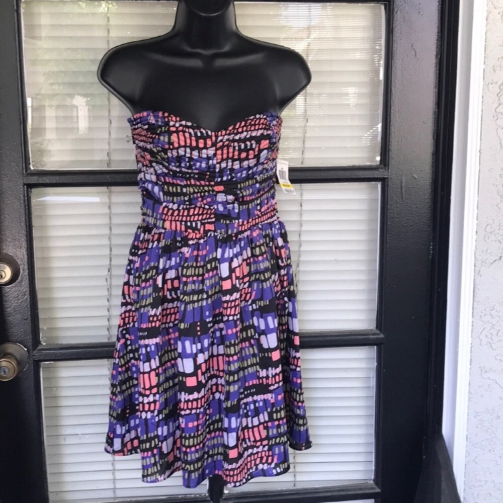 Bar III Strapless Quilted Top Dress